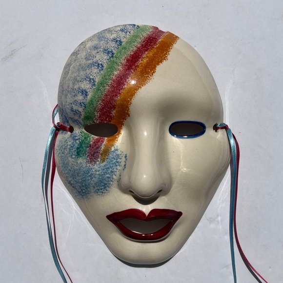 Other - Vintage Porcelain Mask Mardi Gras Home Wall Hanging Decor Hand Painted Masks M-5